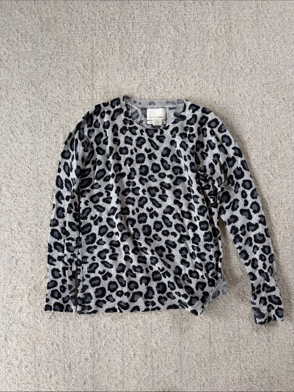 Cynthia Rowley Gray and Black Leopard Print Sweater